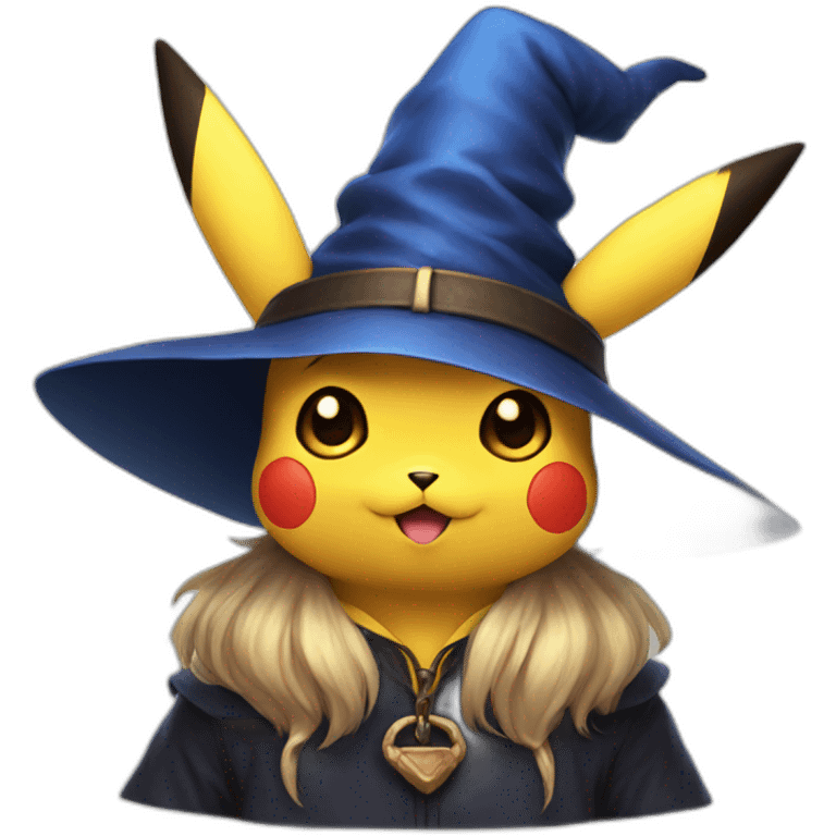 head pikachu with blue hat witch emoji