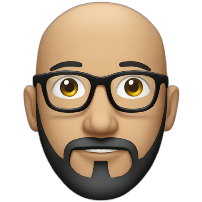 Almost bald head, beard, glasses with black frames and transparent glasses emoji