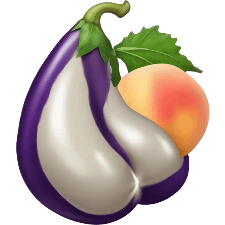 eggplant with water squirt and peach emoji