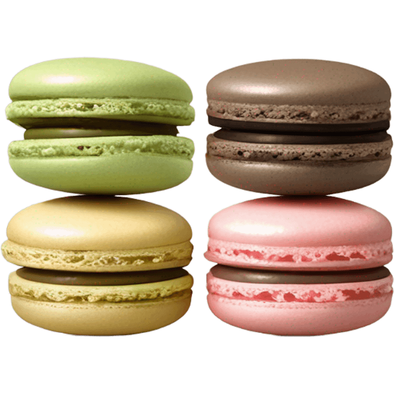 Chocolate vanilla, Matcha, and pistachio macaroon ￼ emoji