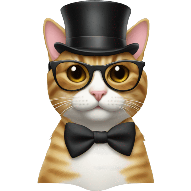 Cat with top hat with sunglasses emoji