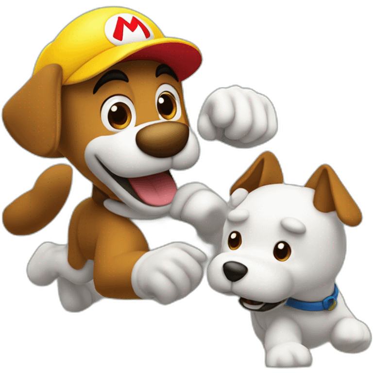 Perro luchando contra Mario emoji