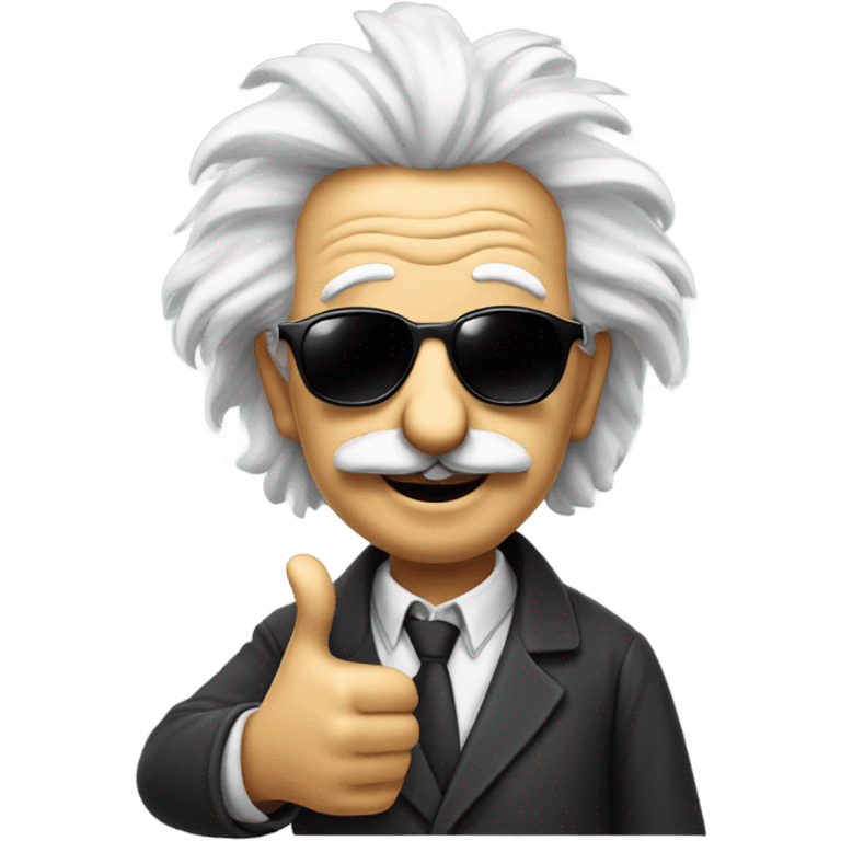 einstein with sunglasses and hand thumbs up emoji