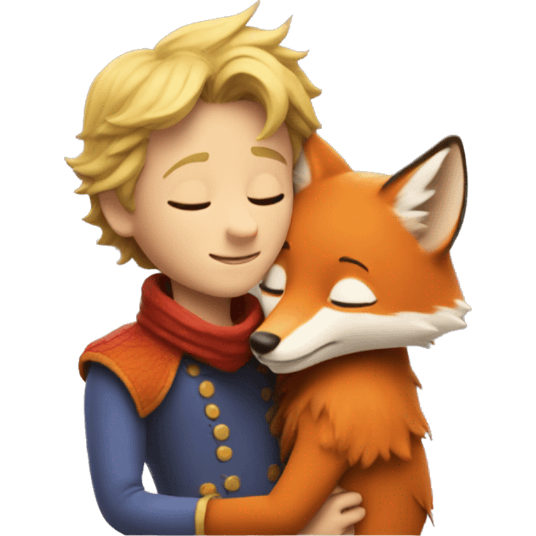 The little prince hugs the fox emoji