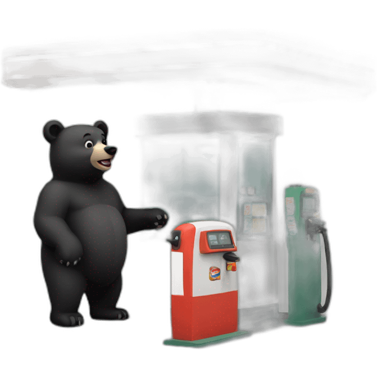 Lowpoly black bear gas station emoji