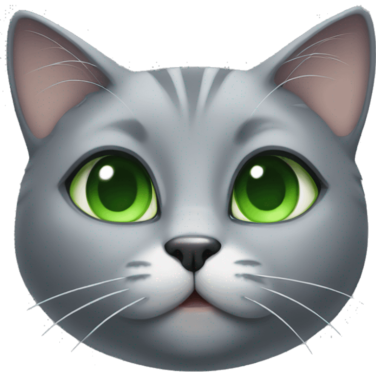 grey cat with green eyes giving a kiss emoji