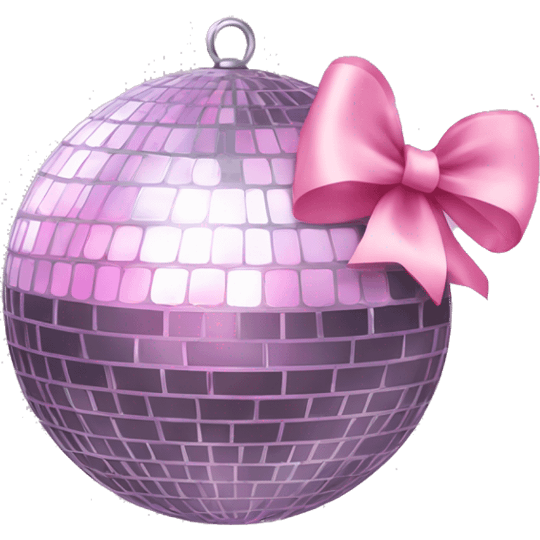 Disco ball with light pink bow emoji