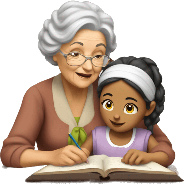 grandma tutoring little gypsy girl emoji