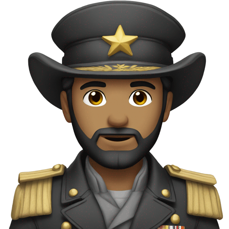 Young light skin four star general with dark beard emoji