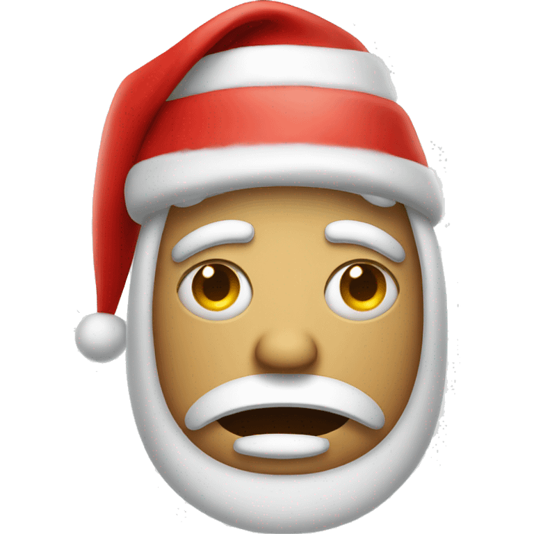 Crying emojicon with Santa hat emoji