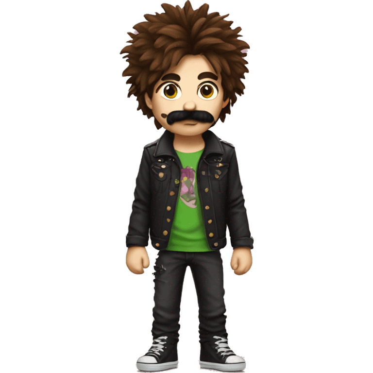 punk boy with shaggy hair and moustache emoji