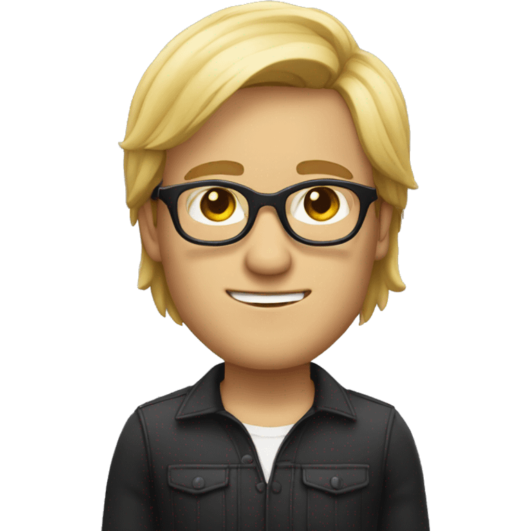 men with black round glasses and semi long blond hairs emoji