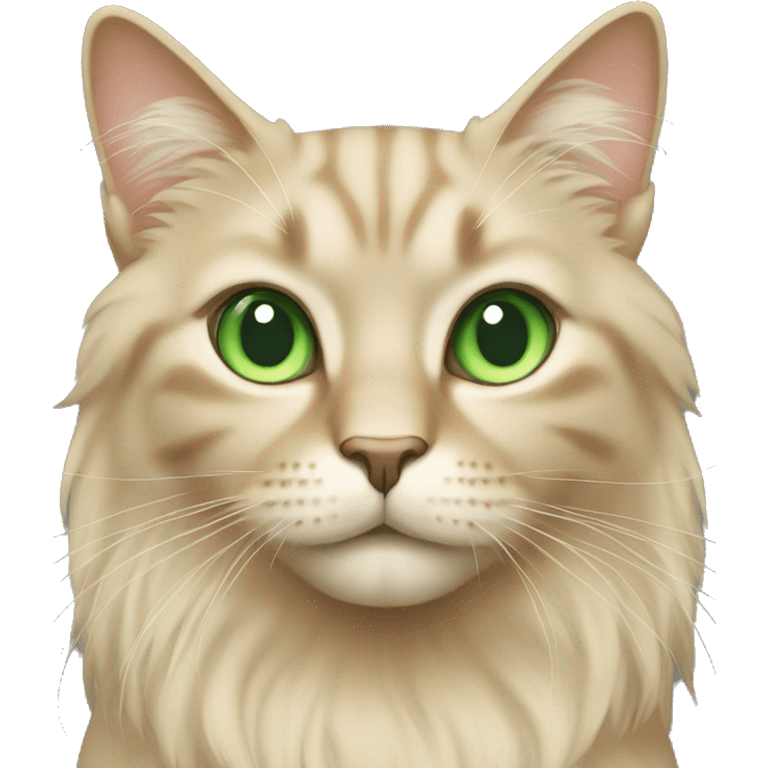 Beige cat with green eyes long hair emoji