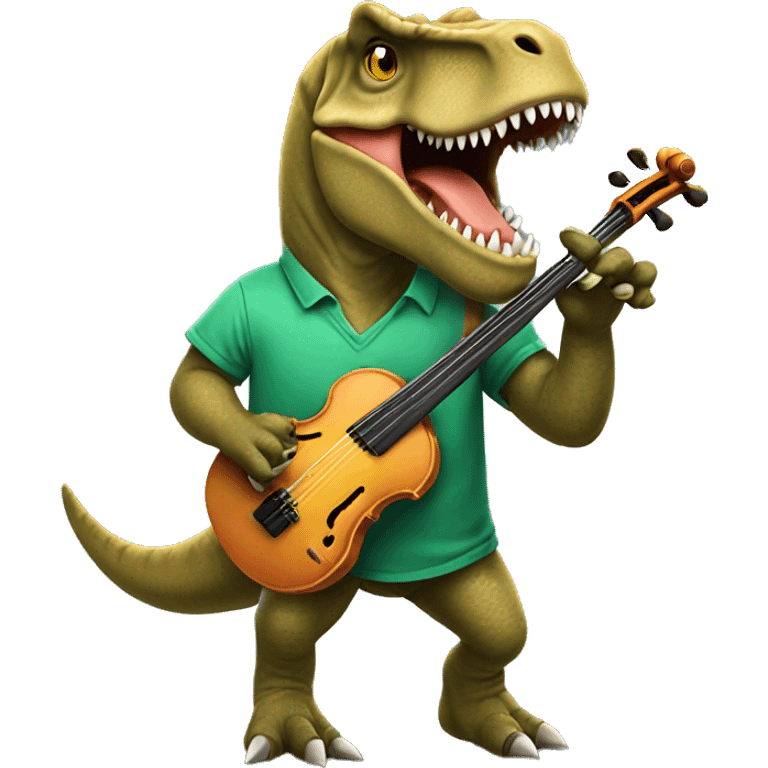 T. rex playing football and violin emoji