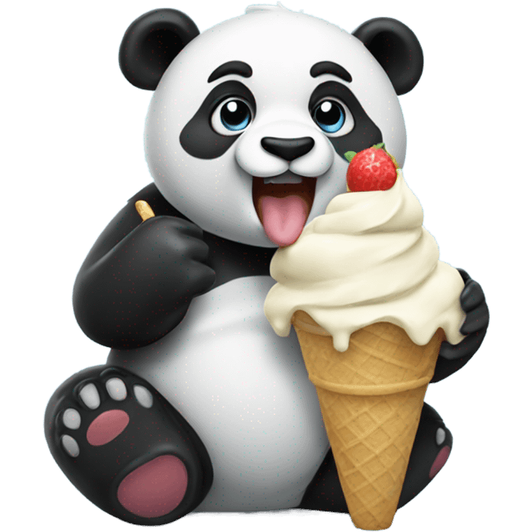 Panda eating ice cream emoji