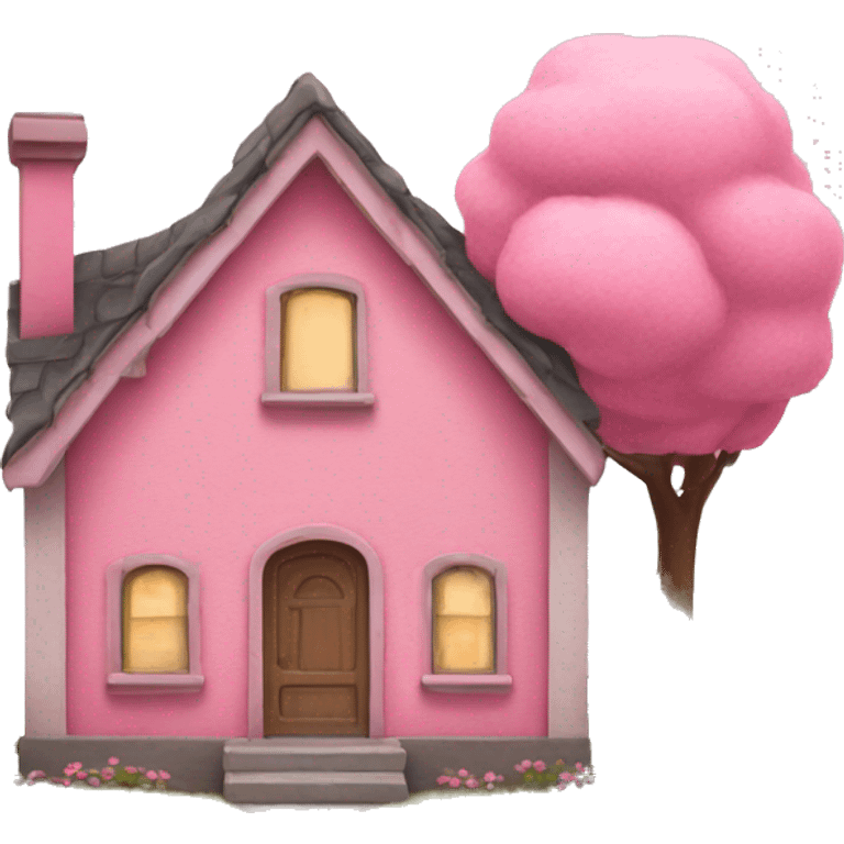 Cute little pink  house  emoji