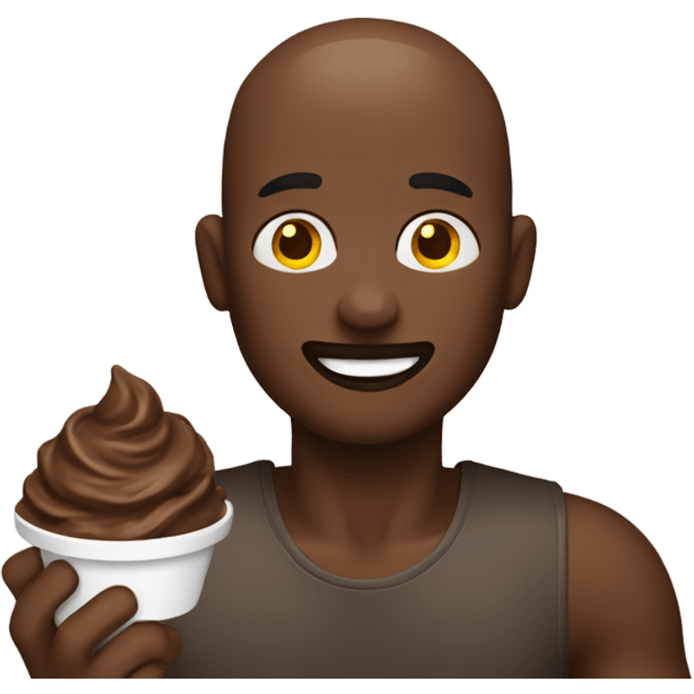 A man eating a bowl of chocolate ice cream emoji