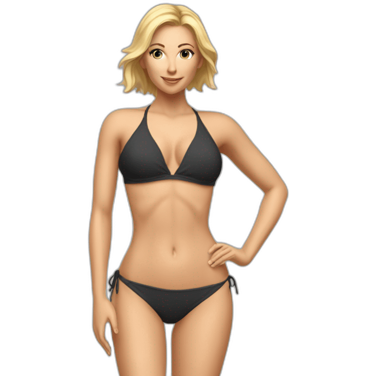 Sexy pose soft-fit Caucasian woman bikini (beach body) circles emoji