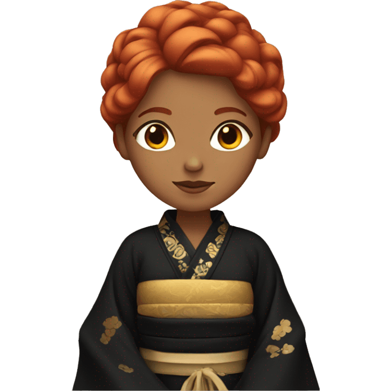 Red hair woman with a black gold kimono emoji