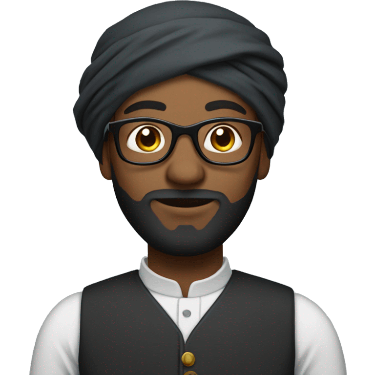 black man with turban with black beard with glasses emoji