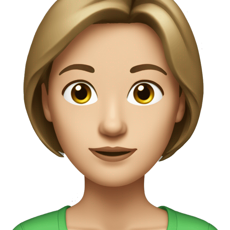 pretty middle age woman with kelly green eyes and shoulder length straight brown hair casual emoji