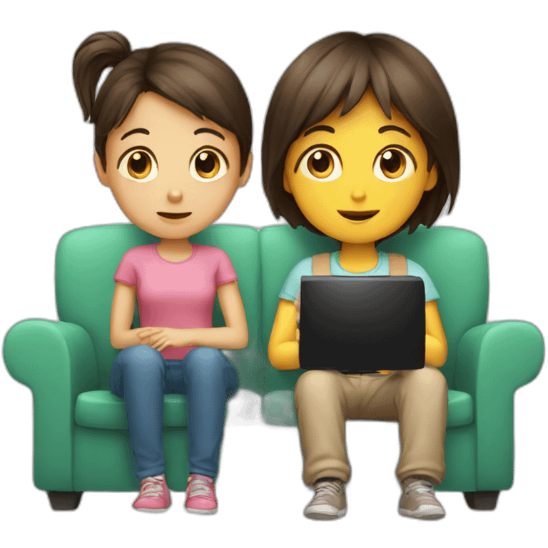 a girl and a boy watching tv emoji