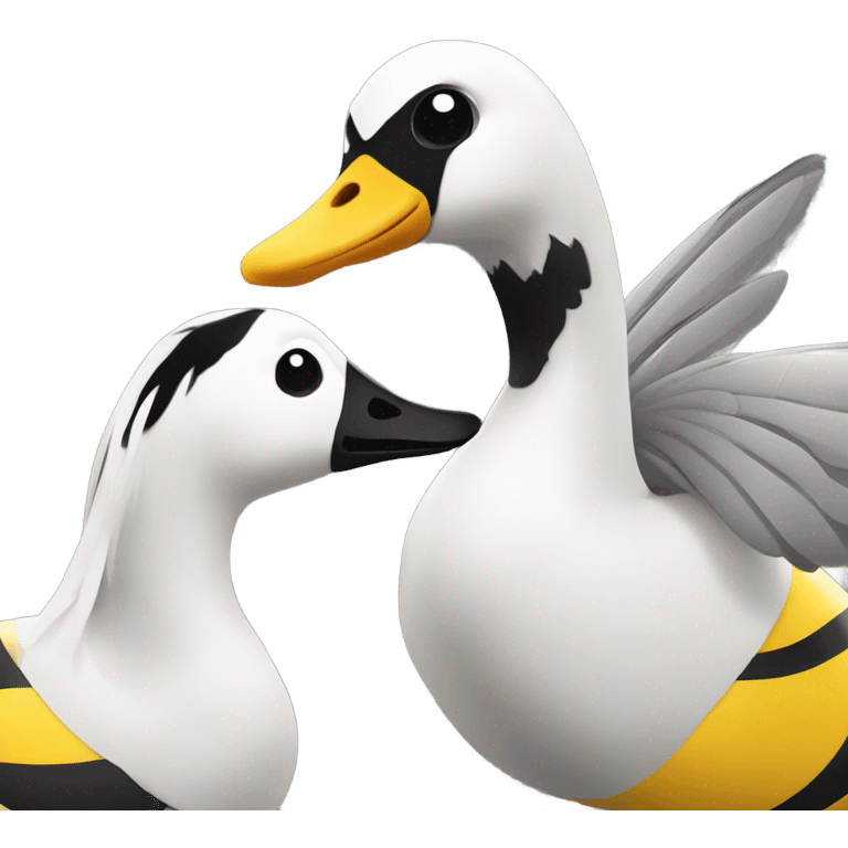 Bee and goose in love emoji