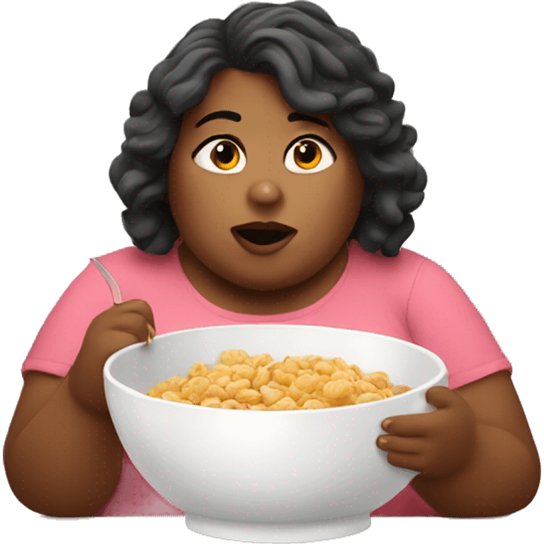 Fat girl eating cereal  emoji