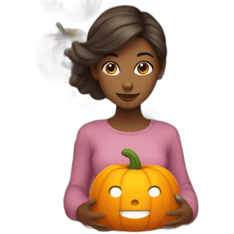 girl with pumpkin emoji