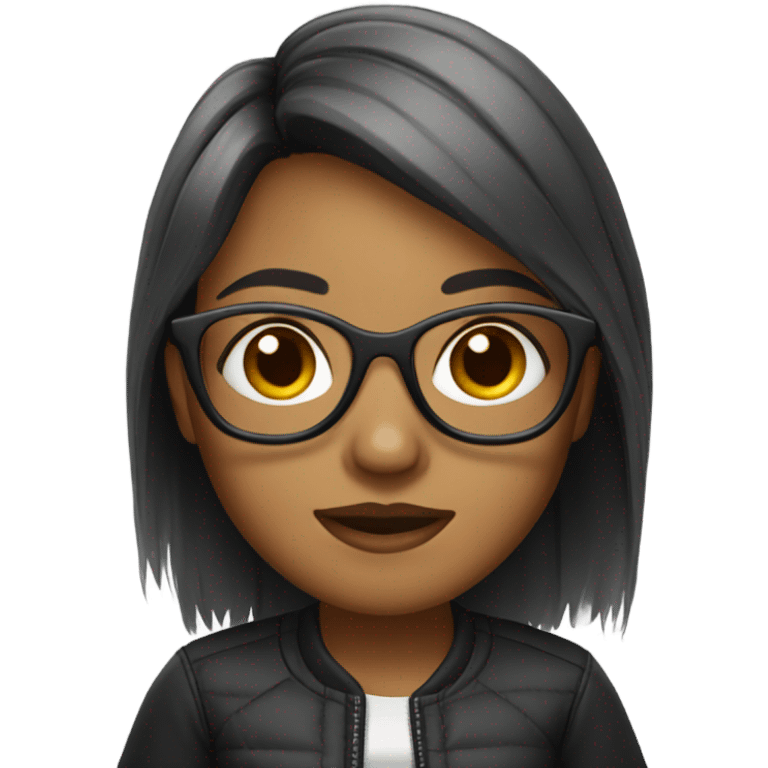 girl with glasses and yorkie emoji