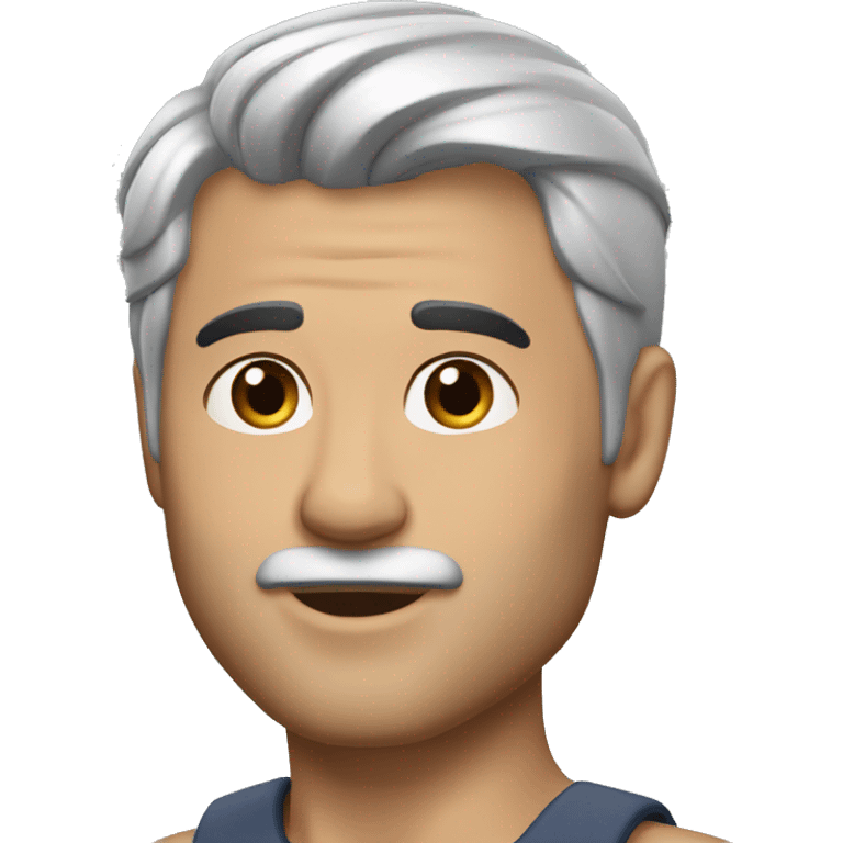 memoji of andrew huberman muscular silver hair, v neck emoji