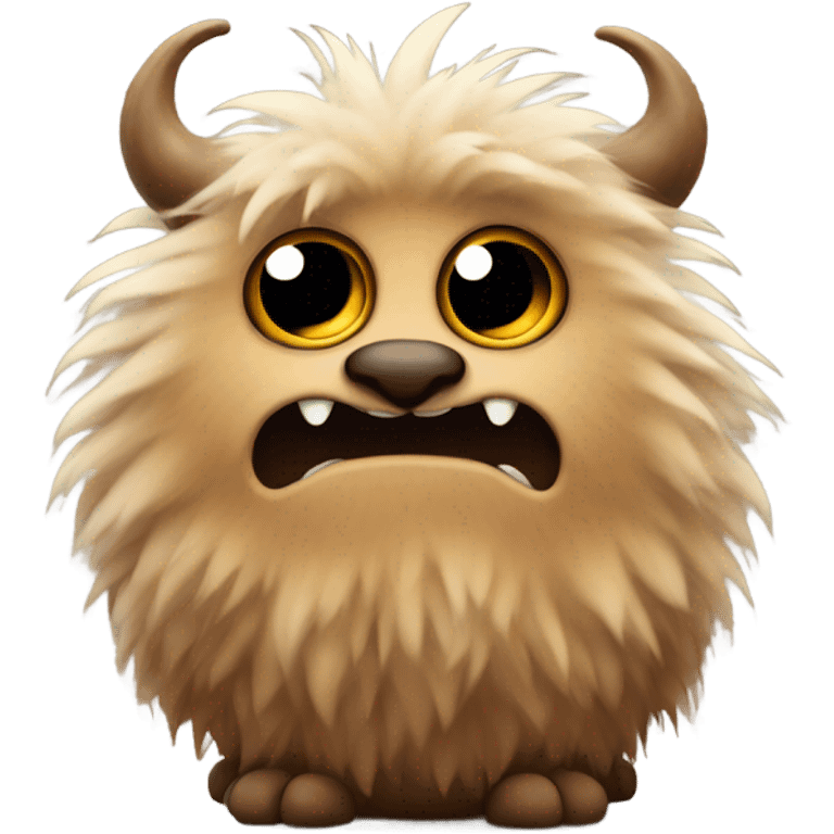 cute fluffy brown monster with round ears  emoji