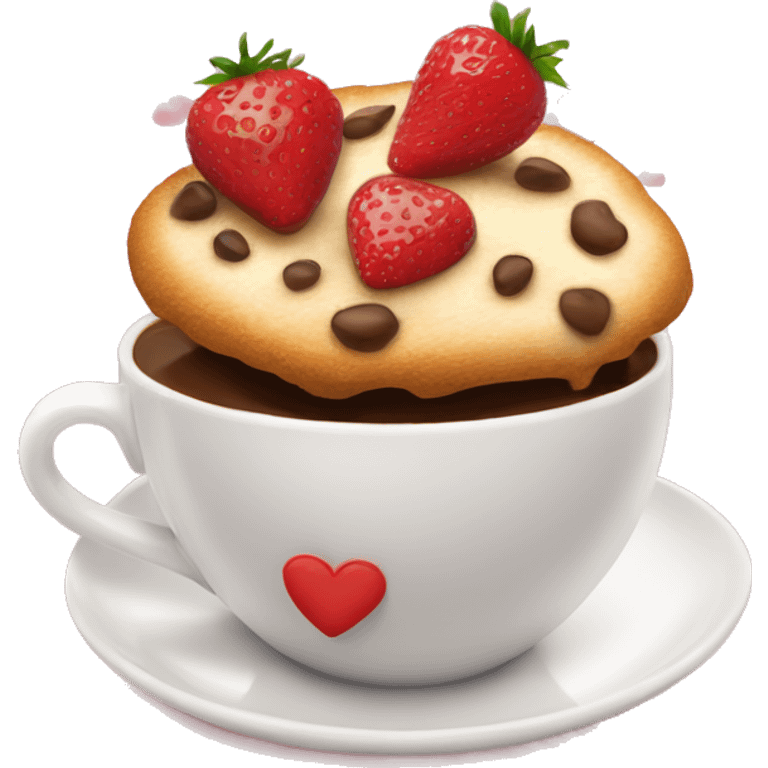 Un café con corazones pero café de fresa  emoji