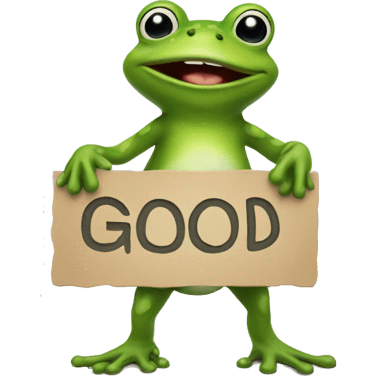 Frog holding a sign saying, "you're good" emoji