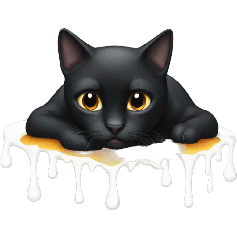 black cat melting in white emoji