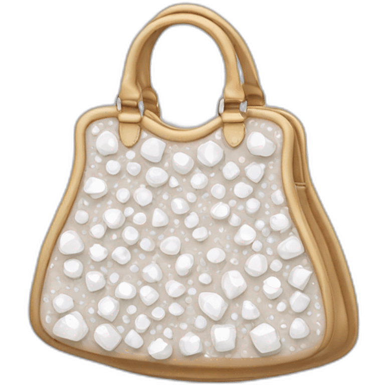 handbag fully covered with white brilliants and big brilliant in the center emoji