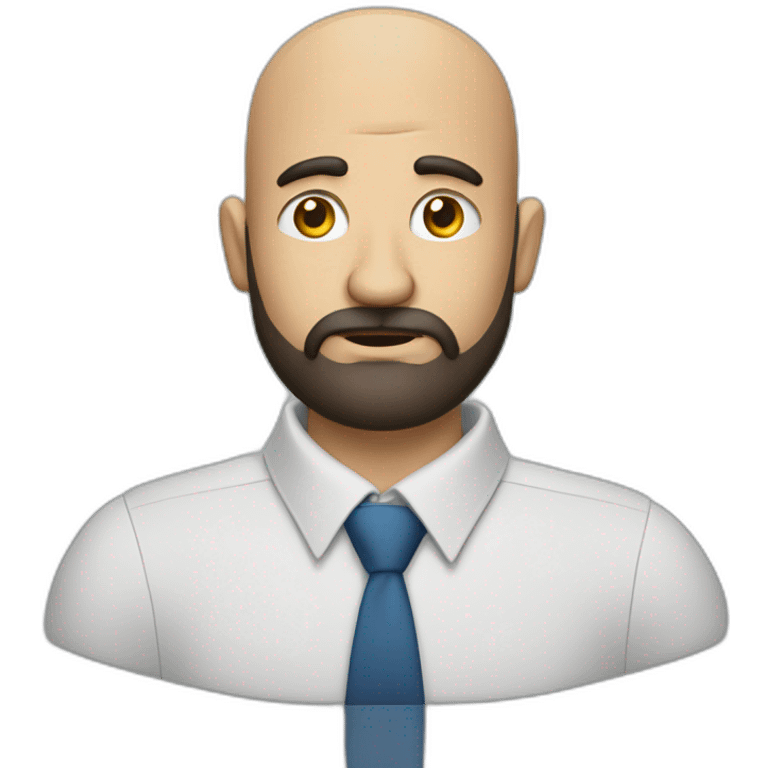 questioning business analyst on a conf call bald with beard emoji