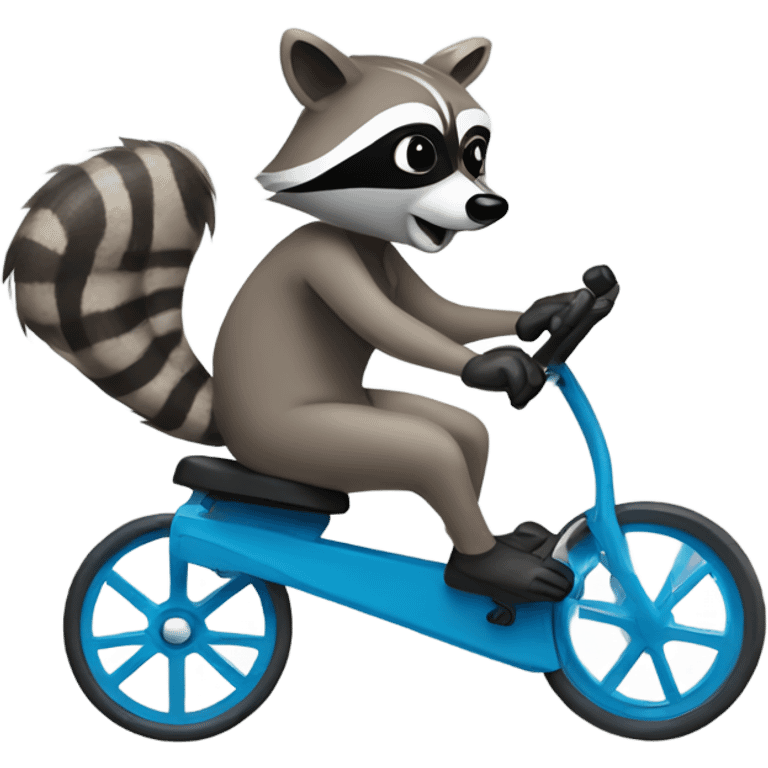 Raccoon riding a recumbent bike emoji