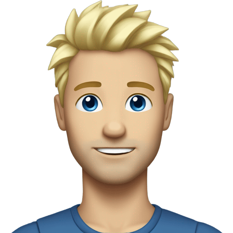 Handsome man, short spiked up hair, blonde hair, blue eyes emoji