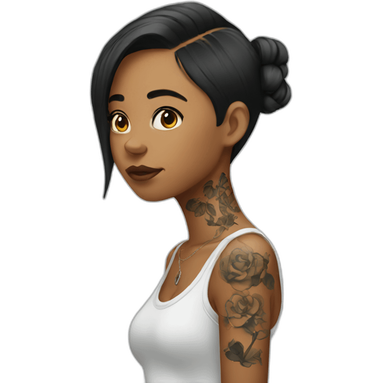 Girl with tattoo emoji