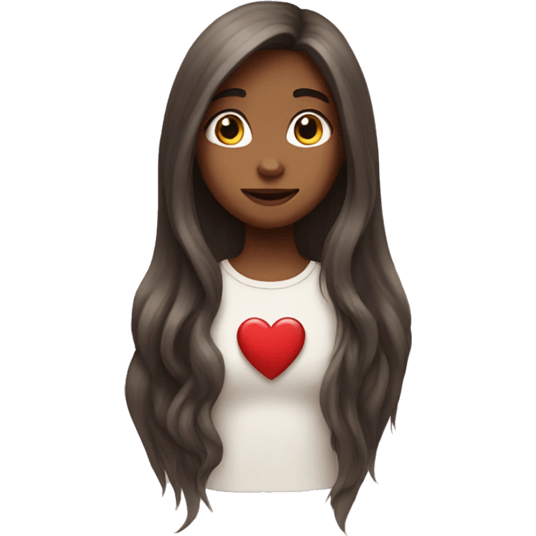 Long hair girl with heart emoji