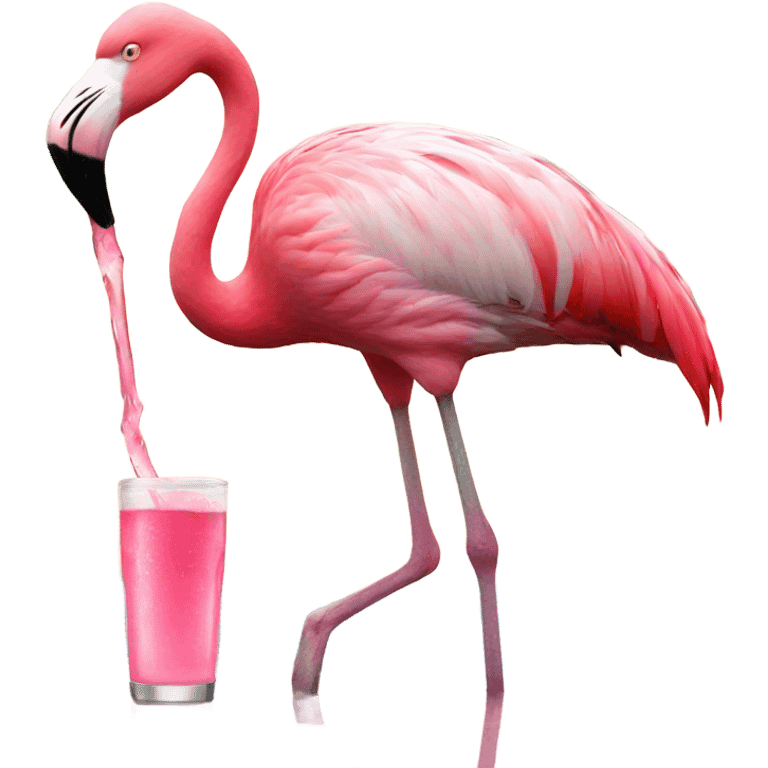 Flamingo drinking  emoji