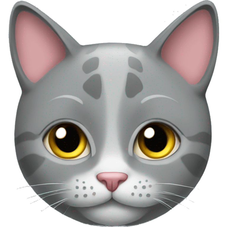 gray cat with hearts emoji