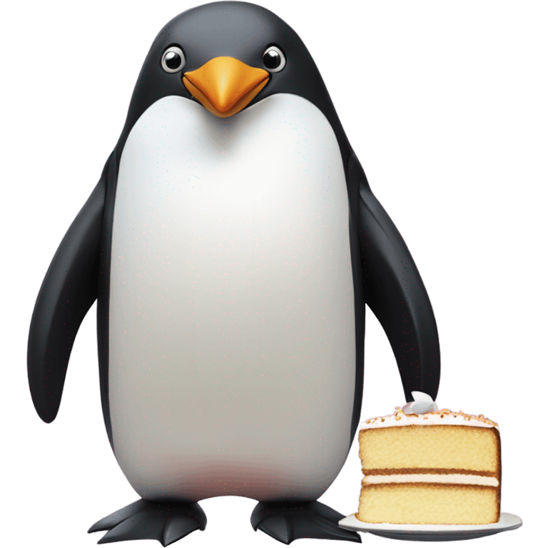 Penguin eating cake emoji