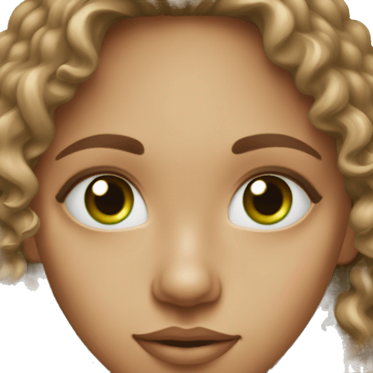 Scandinavian female with curly dark blonde hair and green eyes with a Hindu Indian red bindi on her forehead  emoji