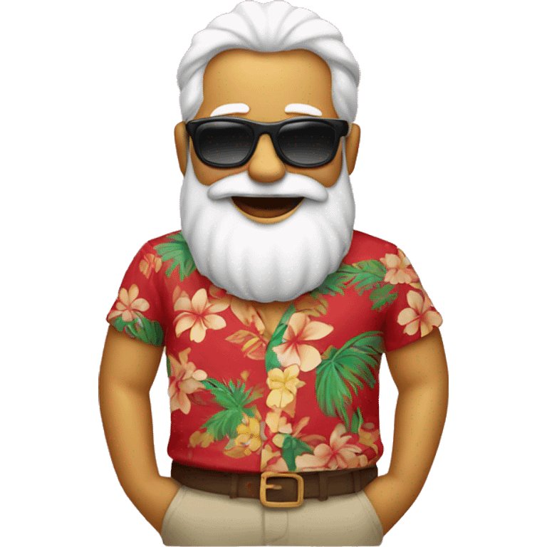 Santa wearing sunglasses and Hawaiian shirt emoji