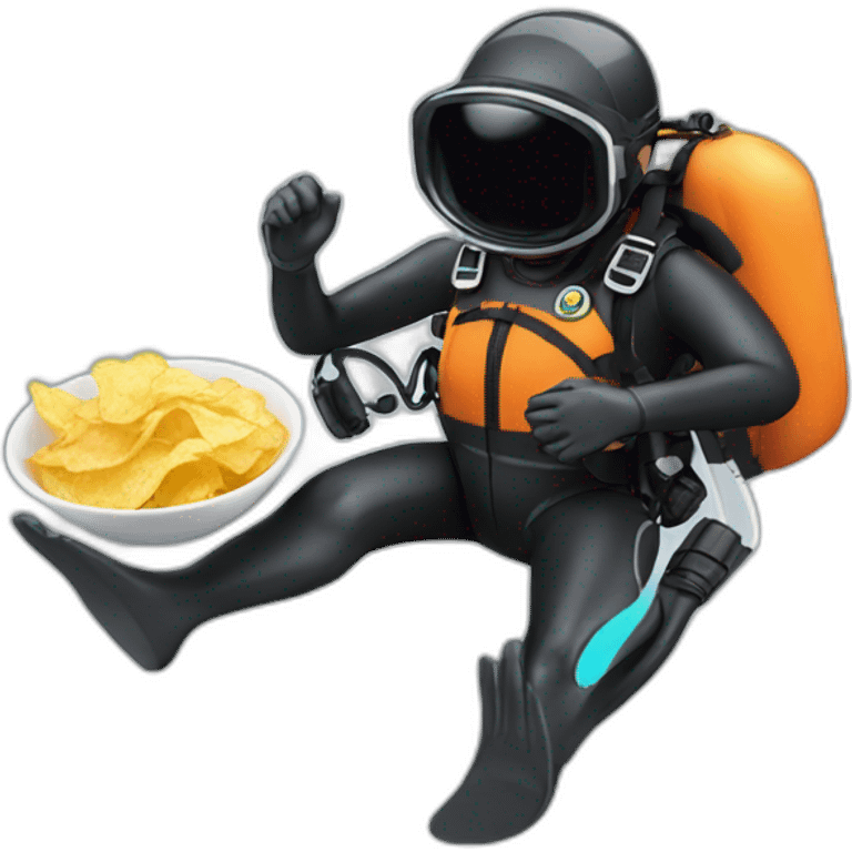 Scuba Diver enjoying chips and salsa emoji