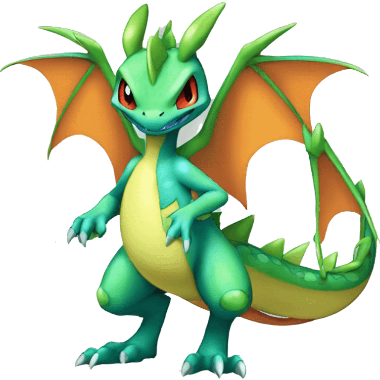 Anthro Cool Edgy Legendary Colorful Shy Shiny Fakemon-Pokémon-Flygon-Charizard-Fantasy-Creature With Full Body Detailed High Quality emoji