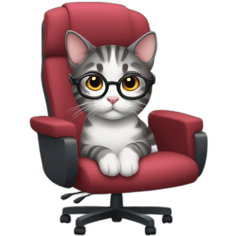 nerdy cat sitting on gaming chair emoji