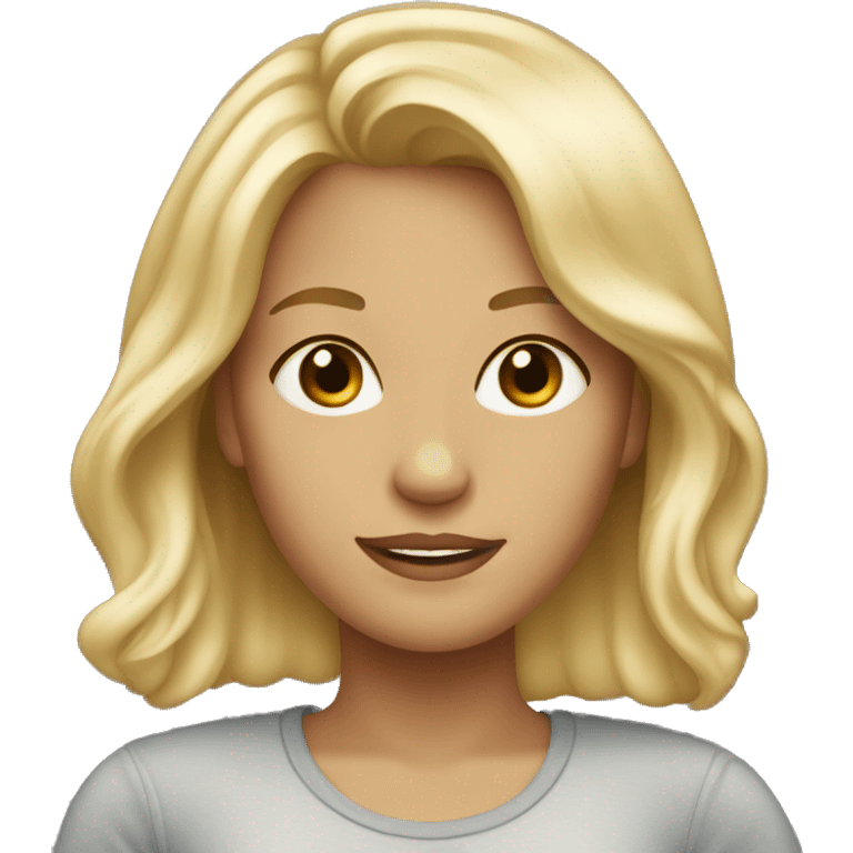 blonde with brown eyes, with not very wavy medium length hair emoji